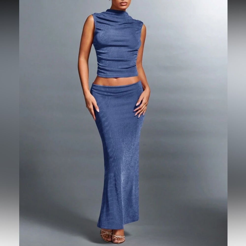 Elegant Blue Women's Skirt Set